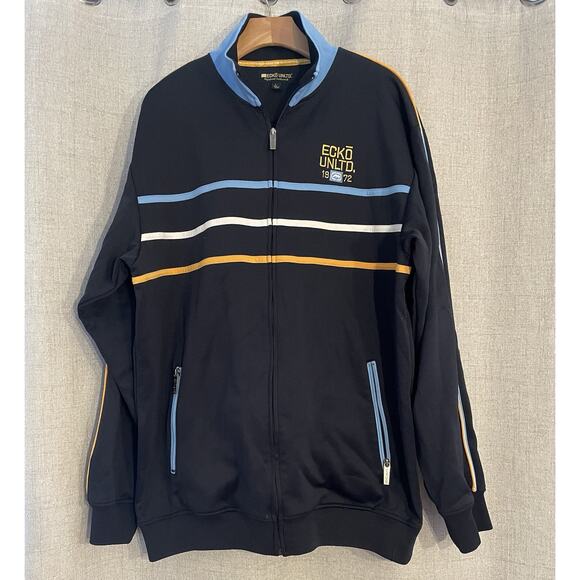 Vintage Ecko Unltd Track Jacket Mens Large Blue Striped Zip-up Y2K - Picture 1 of 6